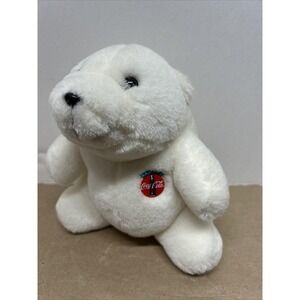 Vintage 1993 Coca-Cola Polar Bear 7"Stuffed Plush with Coca-Cola Button